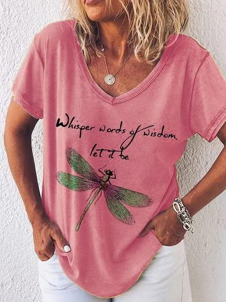 Women's Plus Size Printed Loose V-Neck Short Sleeve T-Shirt
