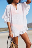 V Neck Solid Color Cover Up