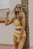 Textured Malibu Cut Back Crop Bikini Set