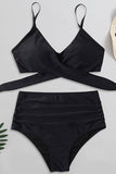 Bandeau High Waisted Tummy Control Two Piece Bikini