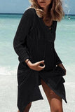 V Neck Hollow Bandage Tassel Cover UP