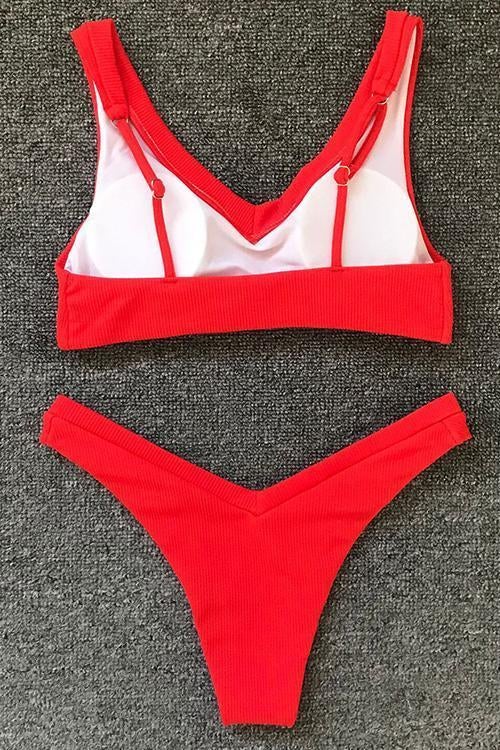 Sexy V-Neck Knotted Bikini