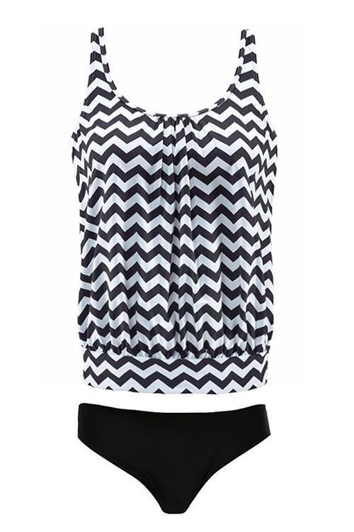 Wavy Stripes Print Tankini