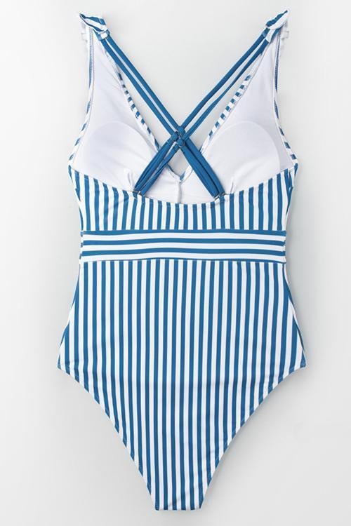 Ruffled Striped One-Piece Swimsuit