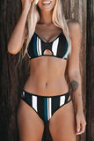 Striped Printed Hollow Bikini