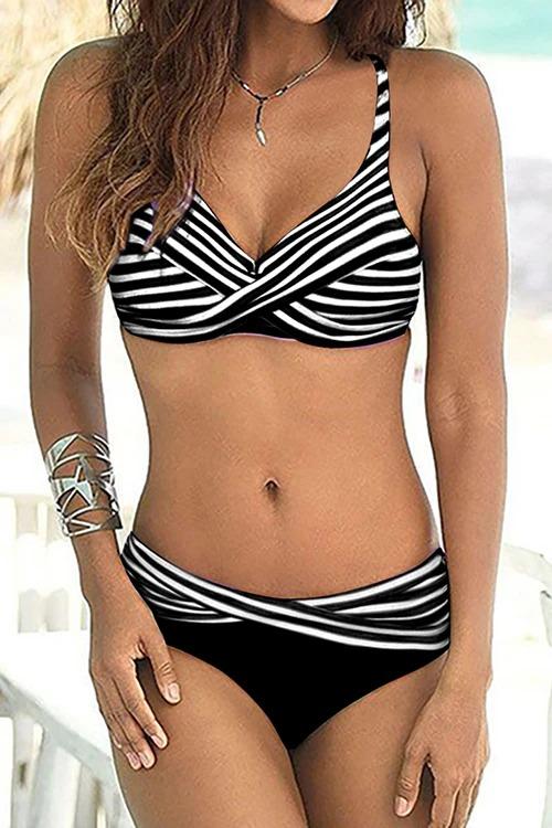 Stripe Bandage String Bikini