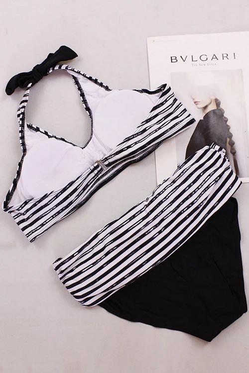 Stripe Bandage String Bikini