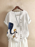 SHORT SLEEVE CASUAL CARTOON PRINT TSHIRT