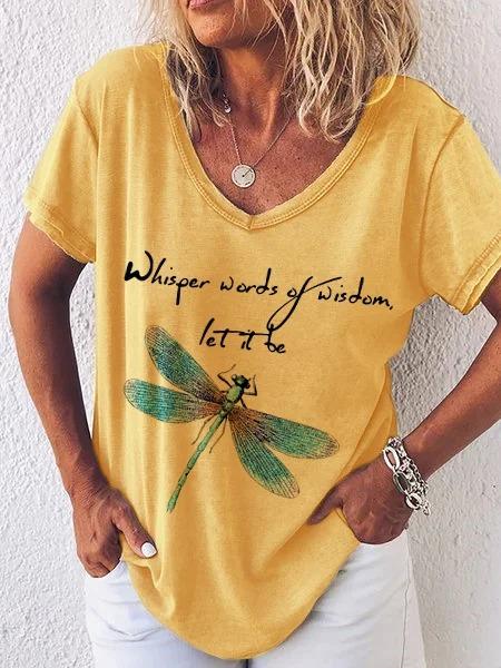 Women's Plus Size Printed Loose V-Neck Short Sleeve T-Shirt