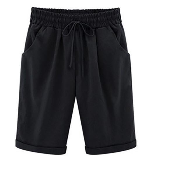 Color Plus Size Pockets  Beach Wear Casual Shorts
