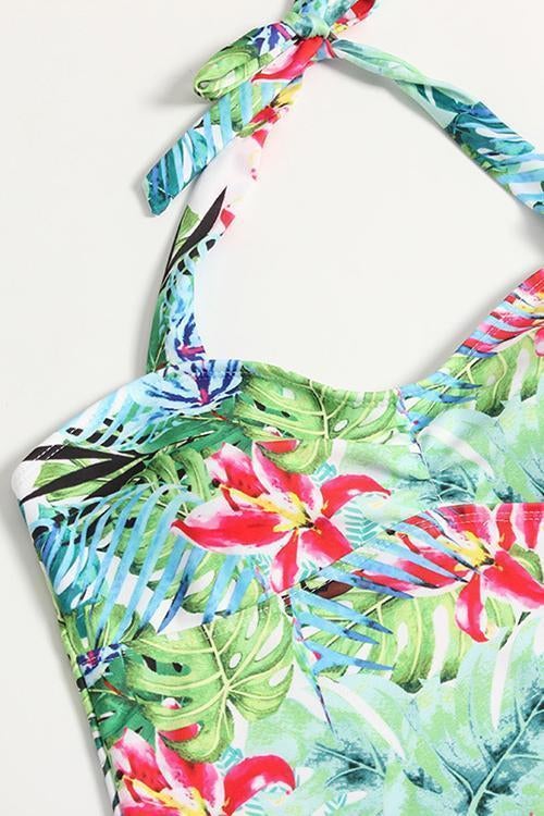 Halter Flowral Print One Piece