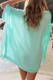 Aquamarine Blue V-Neck Loose Cover Up