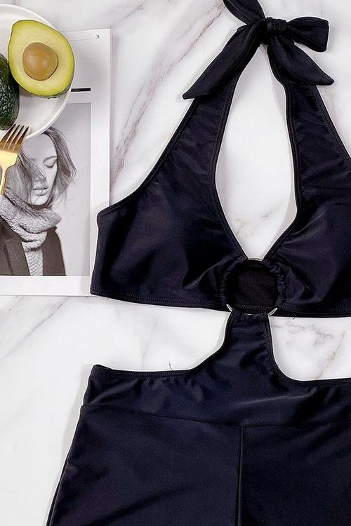 O-Rings Hollow Out Halter One Piece