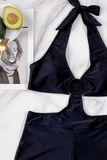 O-Rings Hollow Out Halter One Piece