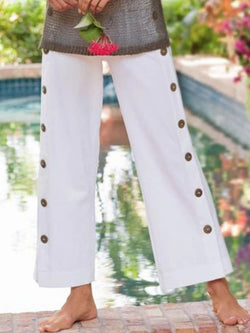 Mid Waist Straight Fit Casual Pants