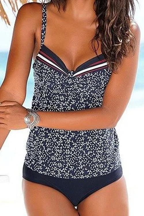 Stripe Wave Dot Tankini
