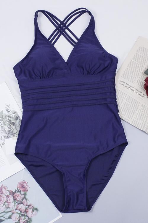 V Neck Cross Backless One Piece