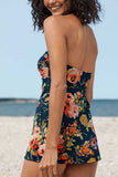 Sleeveless Bouquet Floral Ruched Swim Dress