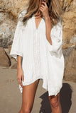 Aquamarine Blue V-Neck Loose Cover Up