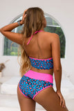Heart Pattern Halter High Waisted Bikini Swimsuit