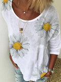 CHRYSANTHEMUM FLORAL PRINT LONG SLEEVE CASUAL BLOUSE FOR WOMEN